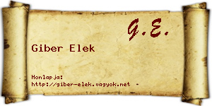 Giber Elek névjegykártya